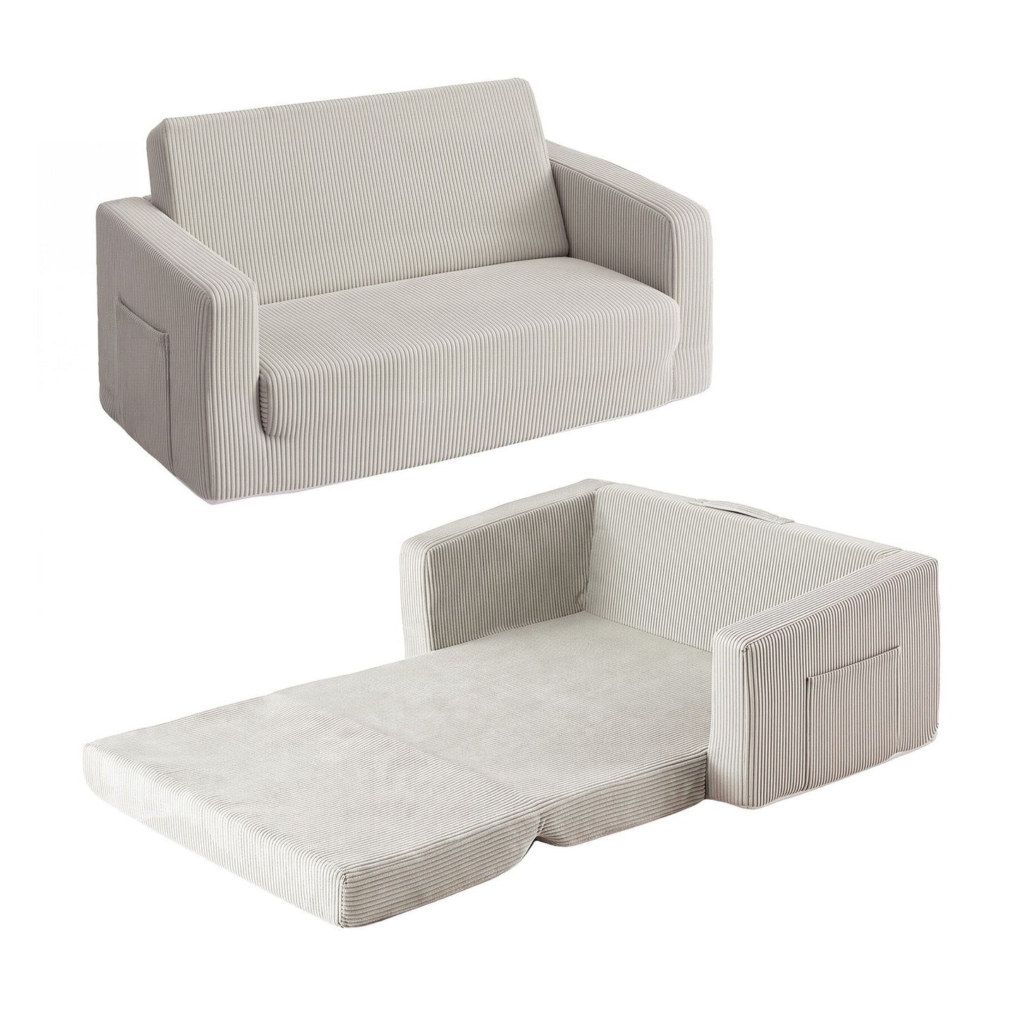 Artiss Furniture > Sofas > Sofas & Sofa Beds Artiss 2-in-1 Sofa Foam Couch with Side Pocket Light Grey