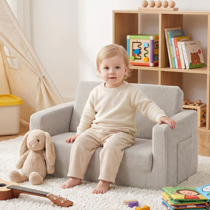 Artiss Furniture > Sofas > Sofas & Sofa Beds Artiss 2-in-1 Sofa Foam Couch with Side Pocket Light Grey