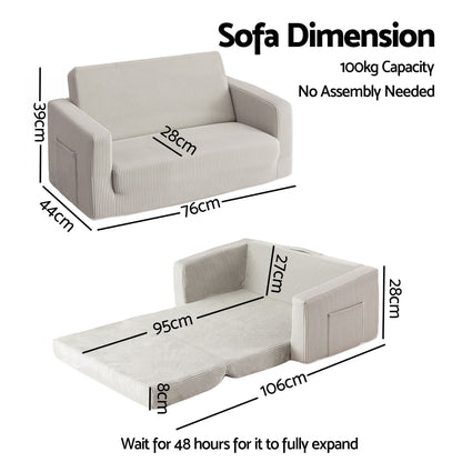 Artiss Furniture > Sofas > Sofas & Sofa Beds Artiss 2-in-1 Sofa Foam Couch with Side Pocket Light Grey