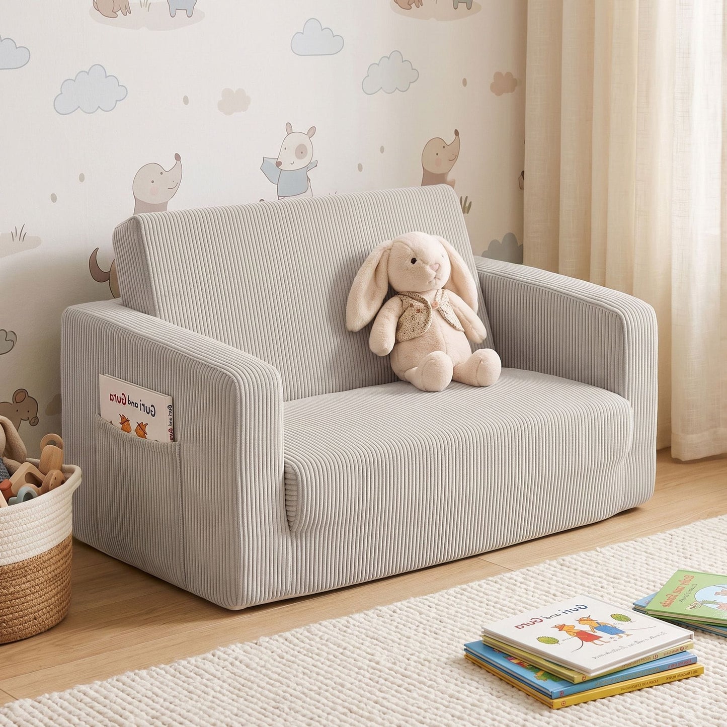 Artiss Furniture > Sofas > Sofas & Sofa Beds Artiss 2-in-1 Sofa Foam Couch with Side Pocket Light Grey