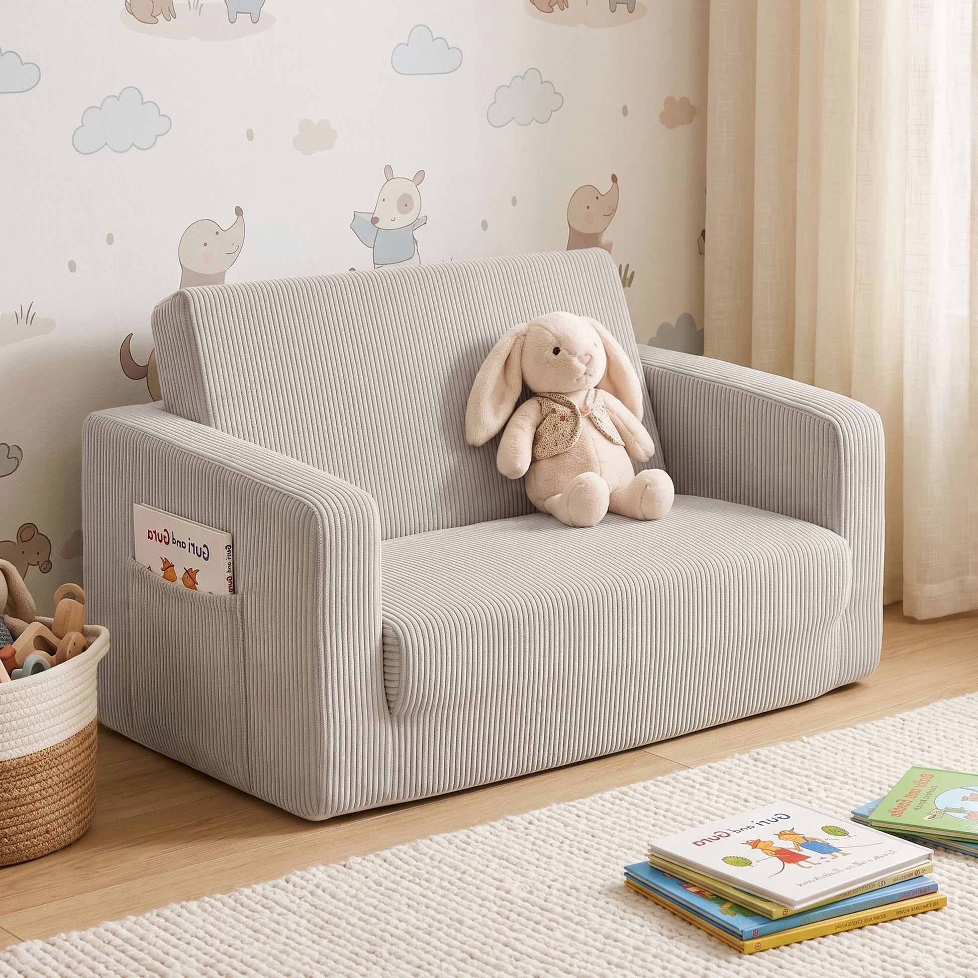 Artiss Furniture > Sofas > Sofas & Sofa Beds Artiss 2-in-1 Sofa Foam Couch with Side Pocket Light Grey