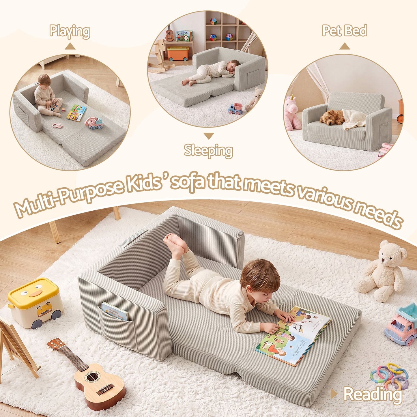 Artiss Furniture > Sofas > Sofas & Sofa Beds Artiss 2-in-1 Sofa Foam Couch with Side Pocket Light Grey