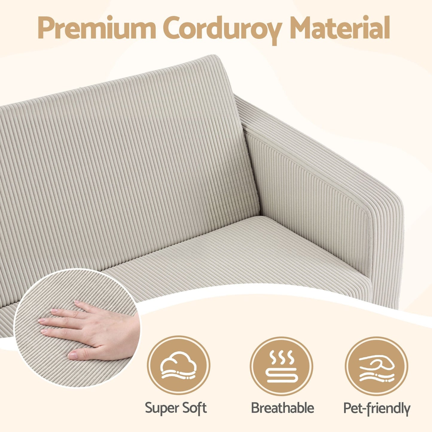 Artiss Furniture > Sofas > Sofas & Sofa Beds Artiss 2-in-1 Sofa Foam Couch with Side Pocket Light Grey