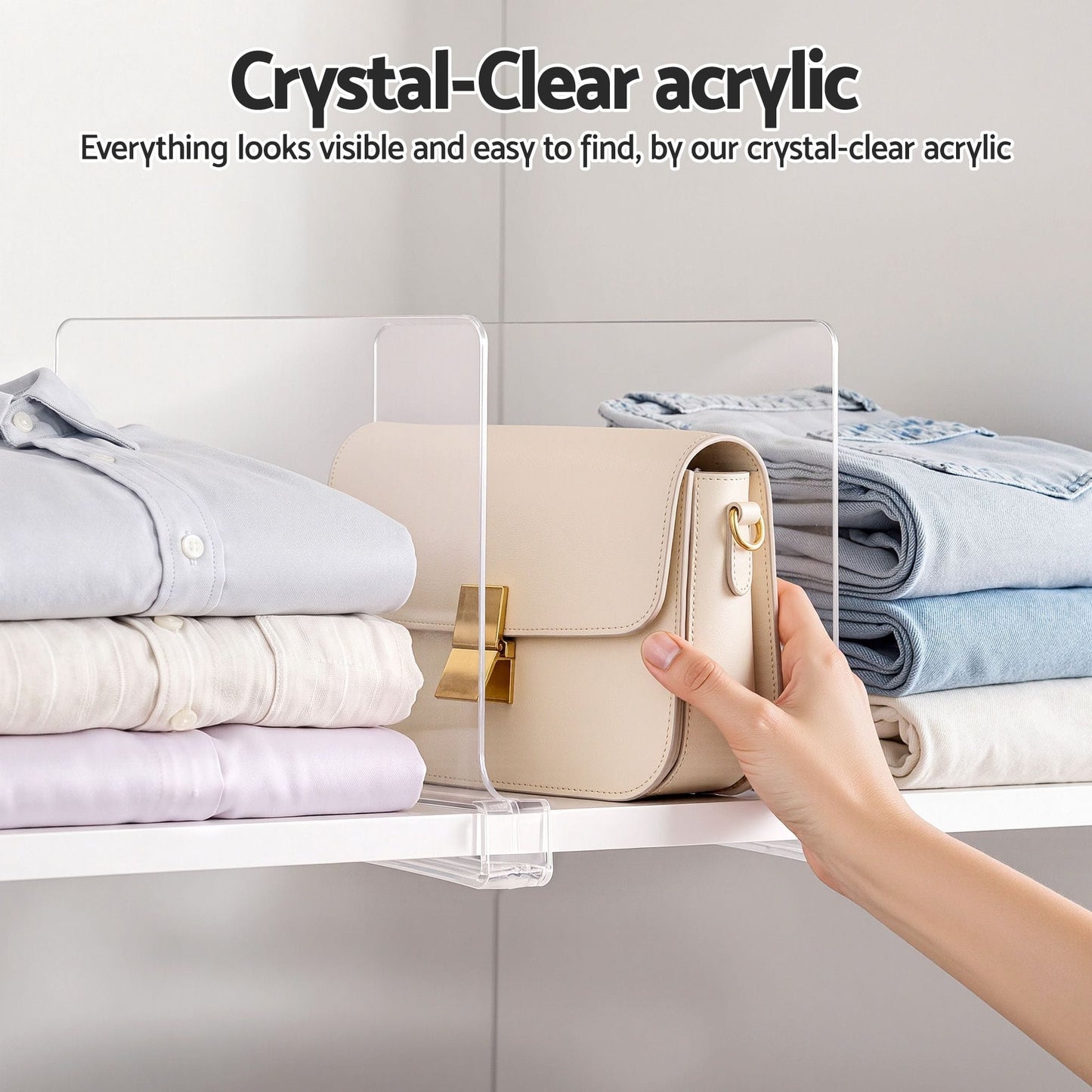 Artiss Health & Beauty > Personal Care > Deodorants & Anti-Perspirants Artiss 6 Pack Closet Organizers and Storage Clear Shelf Dividers