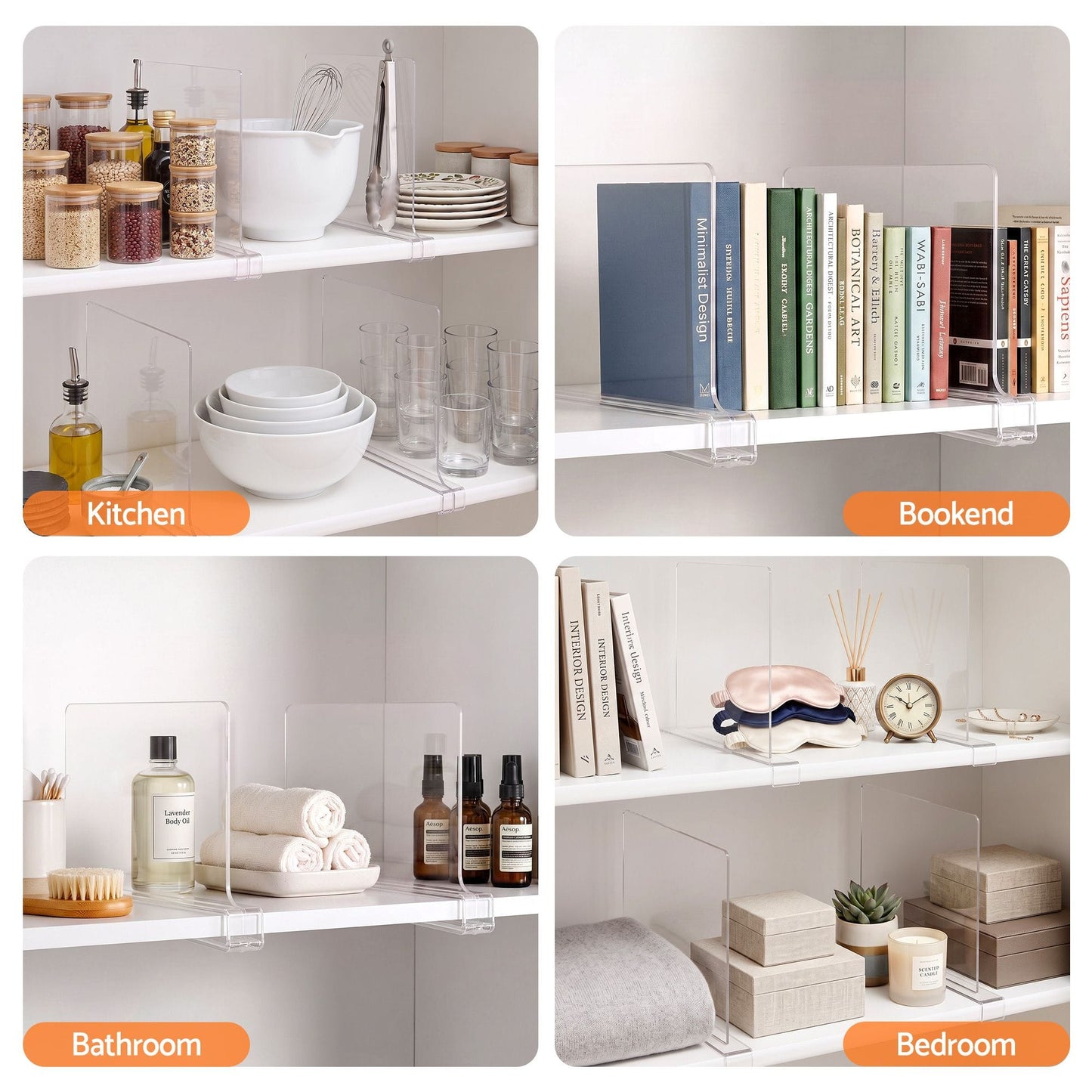 Artiss Health & Beauty > Personal Care > Deodorants & Anti-Perspirants Artiss 6 Pack Closet Organizers and Storage Clear Shelf Dividers