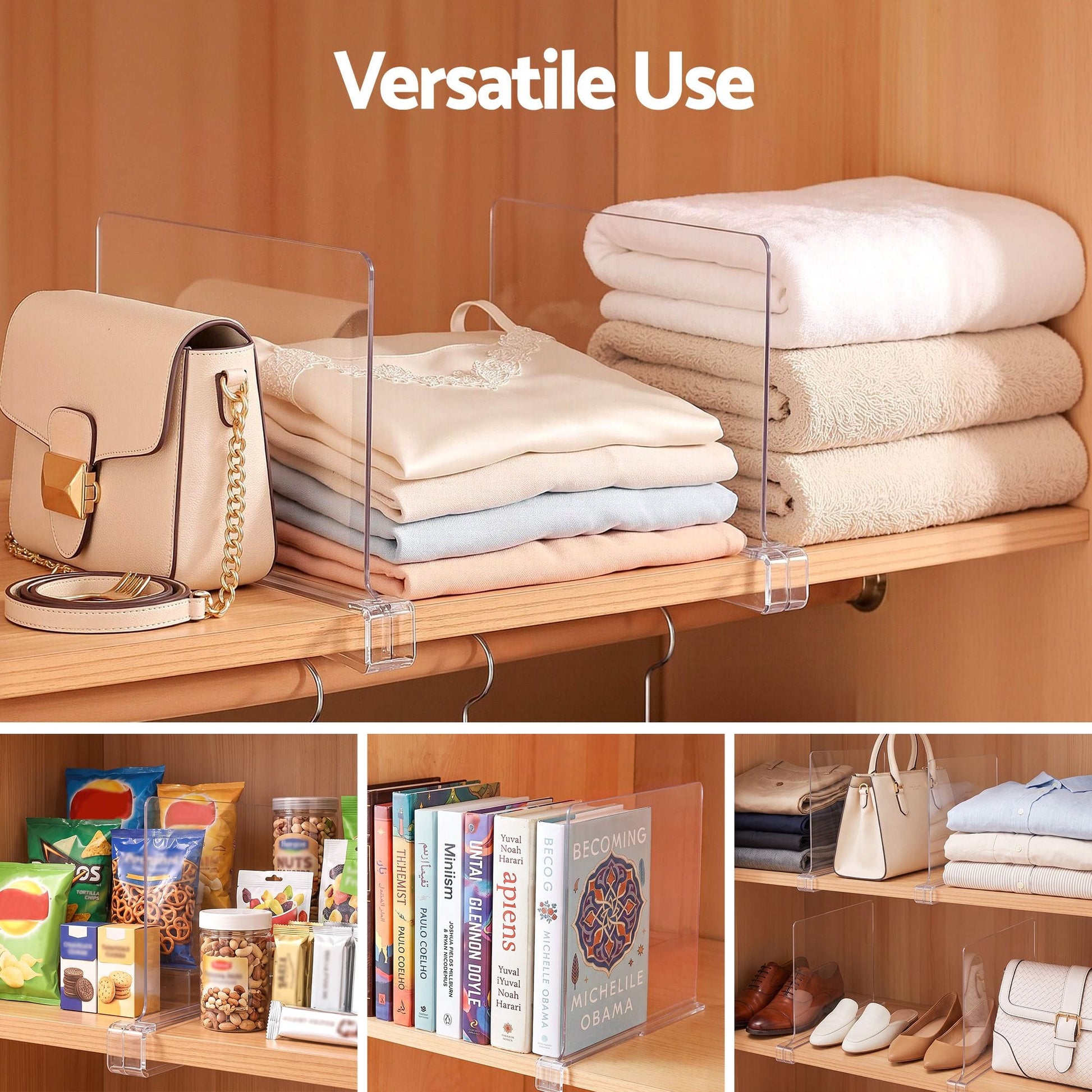 Artiss Health & Beauty > Personal Care > Deodorants & Anti-Perspirants Artiss 6 Pack Closet Organizers and Storage Clear Shelf Dividers