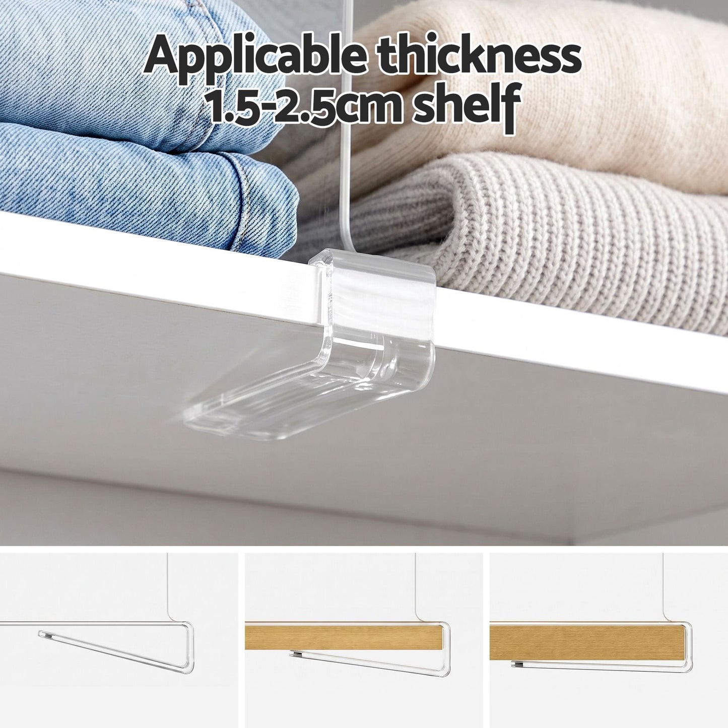 Artiss Health & Beauty > Personal Care > Deodorants & Anti-Perspirants Artiss 6 Pack Closet Organizers and Storage Clear Shelf Dividers