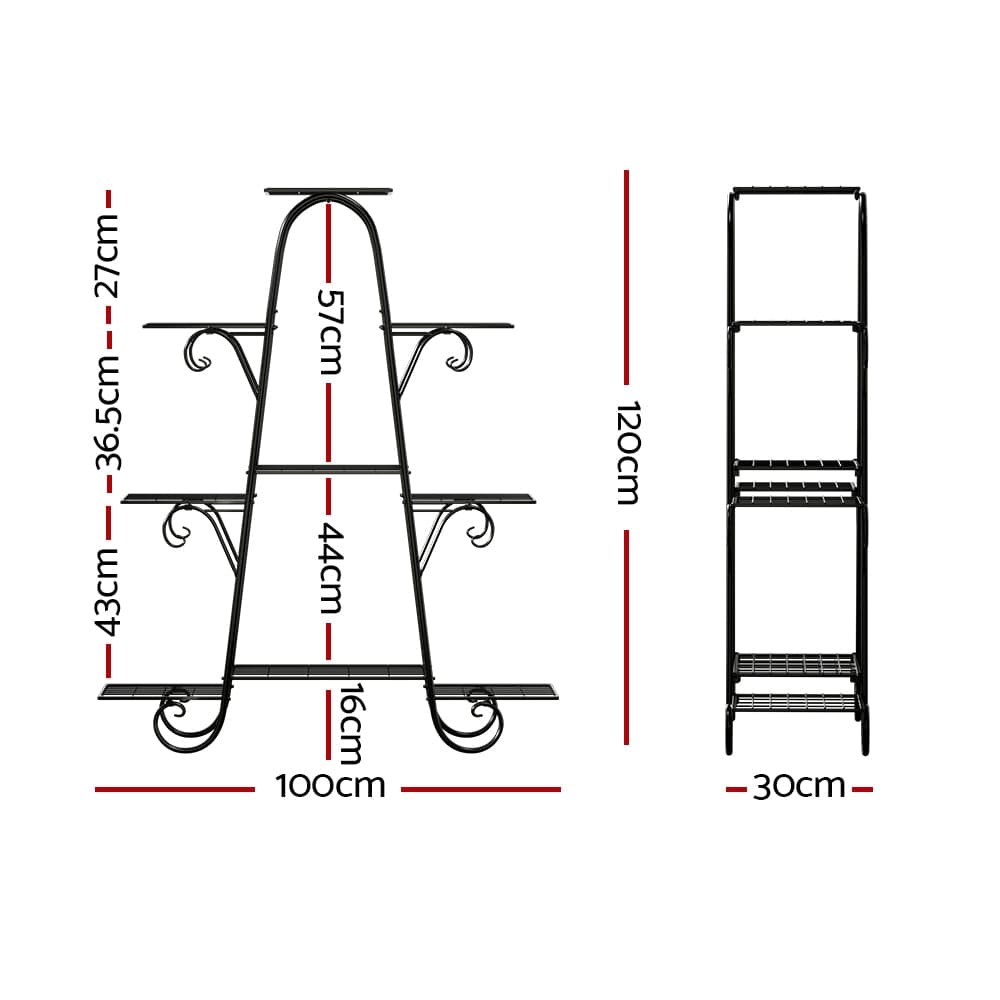 Artiss Home & Garden > Artificial Plants > Artificial Flowers & Plants Artiss Plant Stand 9 Tier Metal Flower Pot Shelf Black