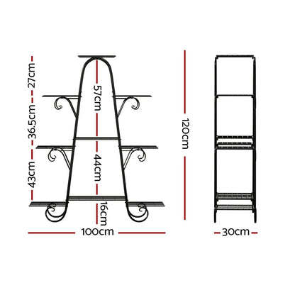 Artiss Home & Garden > Artificial Plants > Artificial Flowers & Plants Artiss Plant Stand 9 Tier Metal Flower Pot Shelf Black