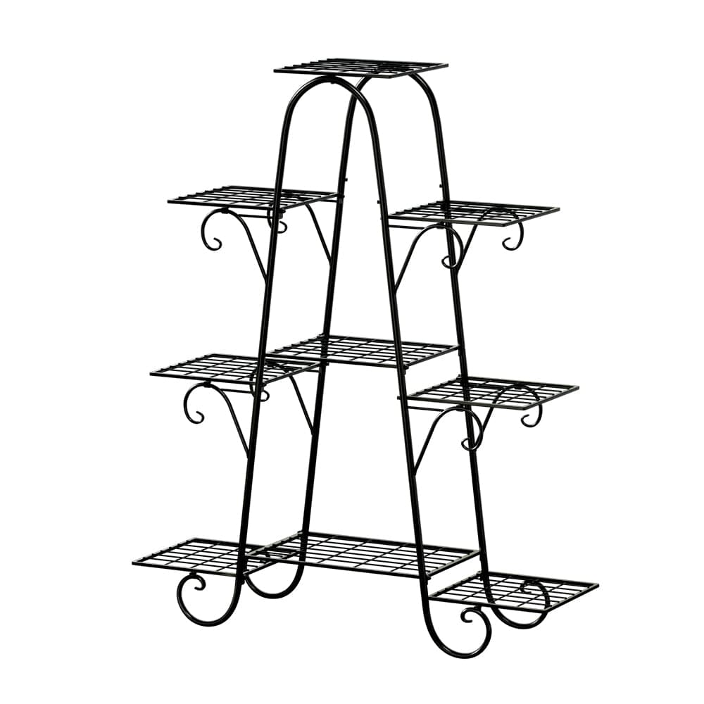 Artiss Home & Garden > Artificial Plants > Artificial Flowers & Plants Artiss Plant Stand 9 Tier Metal Flower Pot Shelf Black