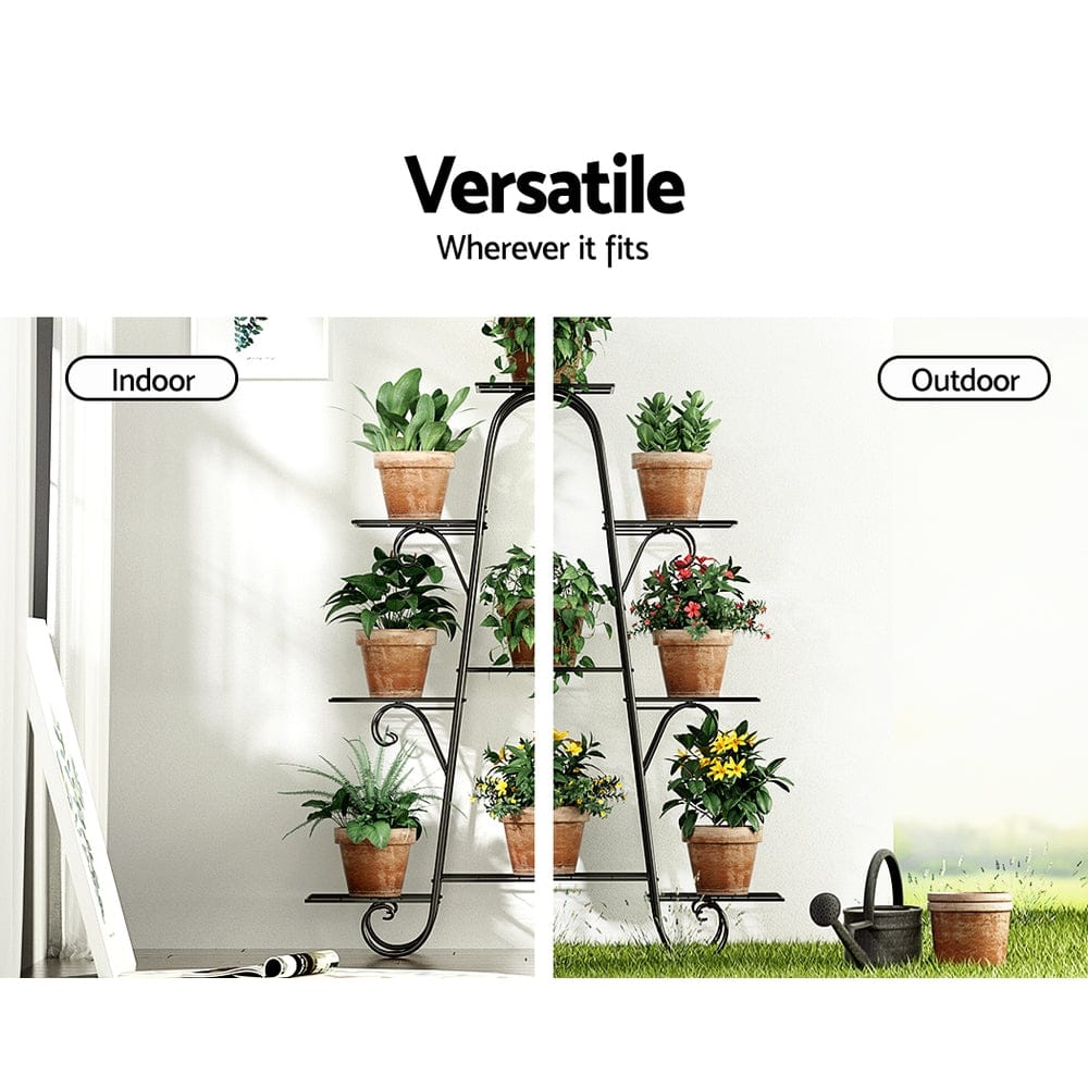 Artiss Home & Garden > Artificial Plants > Artificial Flowers & Plants Artiss Plant Stand 9 Tier Metal Flower Pot Shelf Black