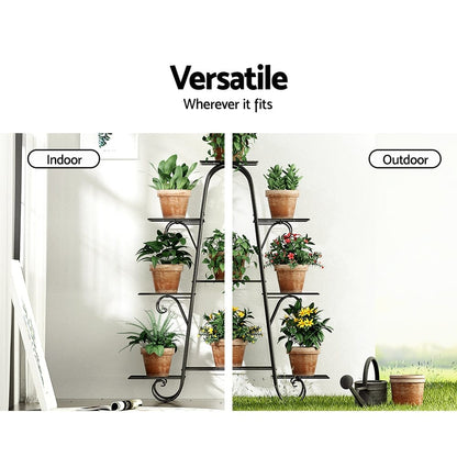 Artiss Home & Garden > Artificial Plants > Artificial Flowers & Plants Artiss Plant Stand 9 Tier Metal Flower Pot Shelf Black