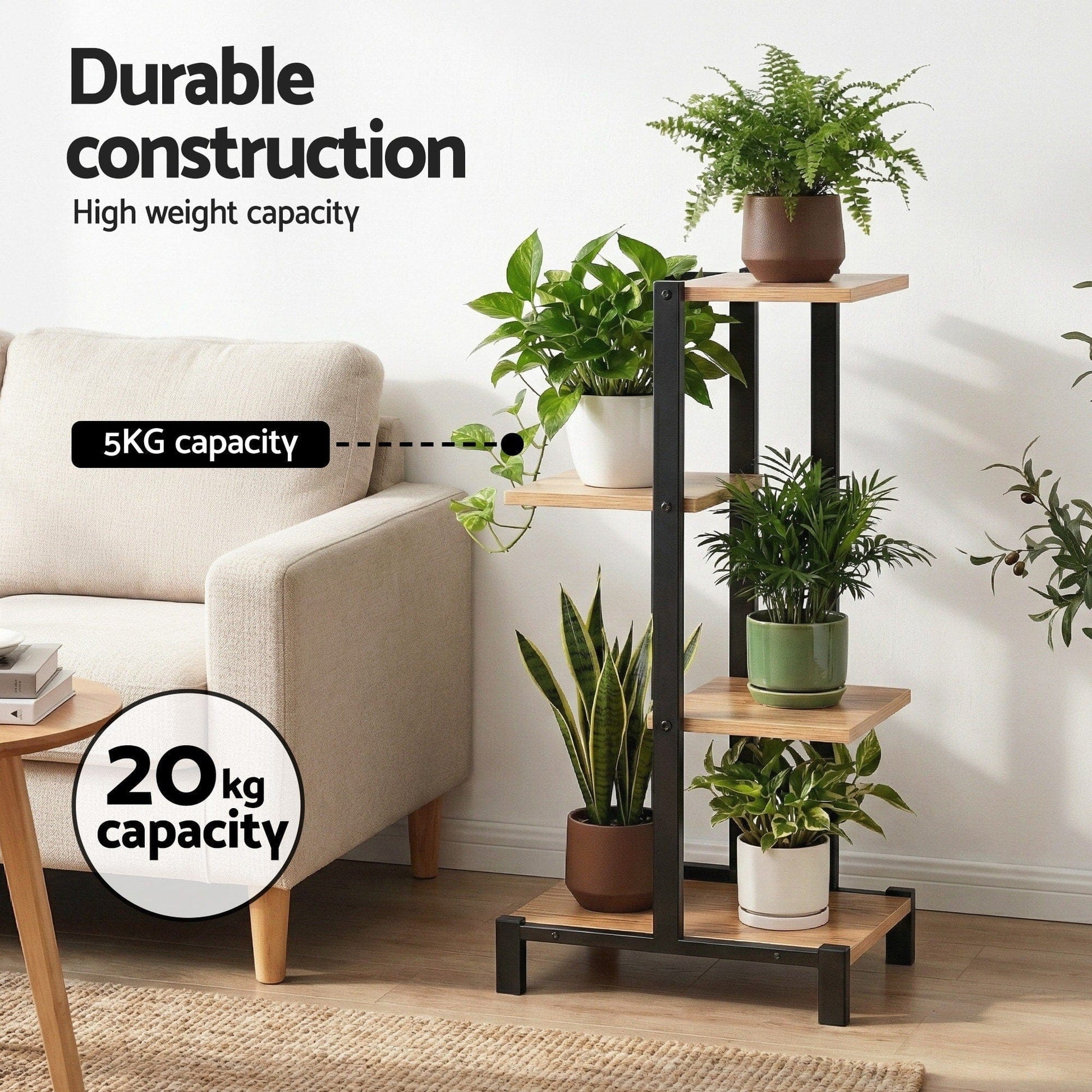 Artiss Home & Garden > Artificial Plants > Pots, Planters & Accessories Artiss 4 Tiers Plant Stand Metal Flower Pots Shelf Indoor Outdoor Garden Home