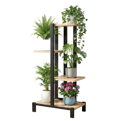 Artiss Home & Garden > Artificial Plants > Pots, Planters & Accessories Artiss 4 Tiers Plant Stand Metal Flower Pots Shelf Indoor Outdoor Garden Home