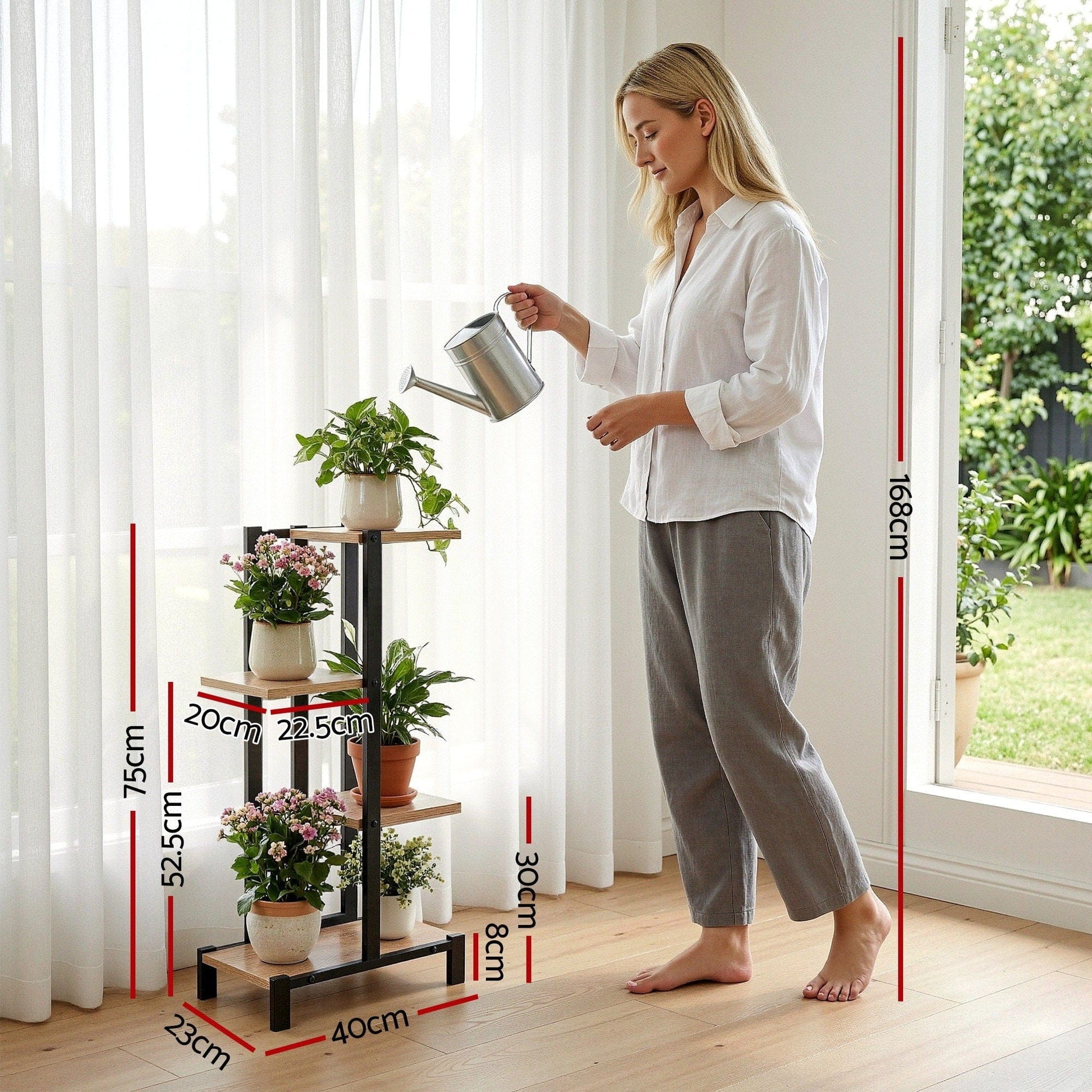 Artiss Home & Garden > Artificial Plants > Pots, Planters & Accessories Artiss 4 Tiers Plant Stand Metal Flower Pots Shelf Indoor Outdoor Garden Home