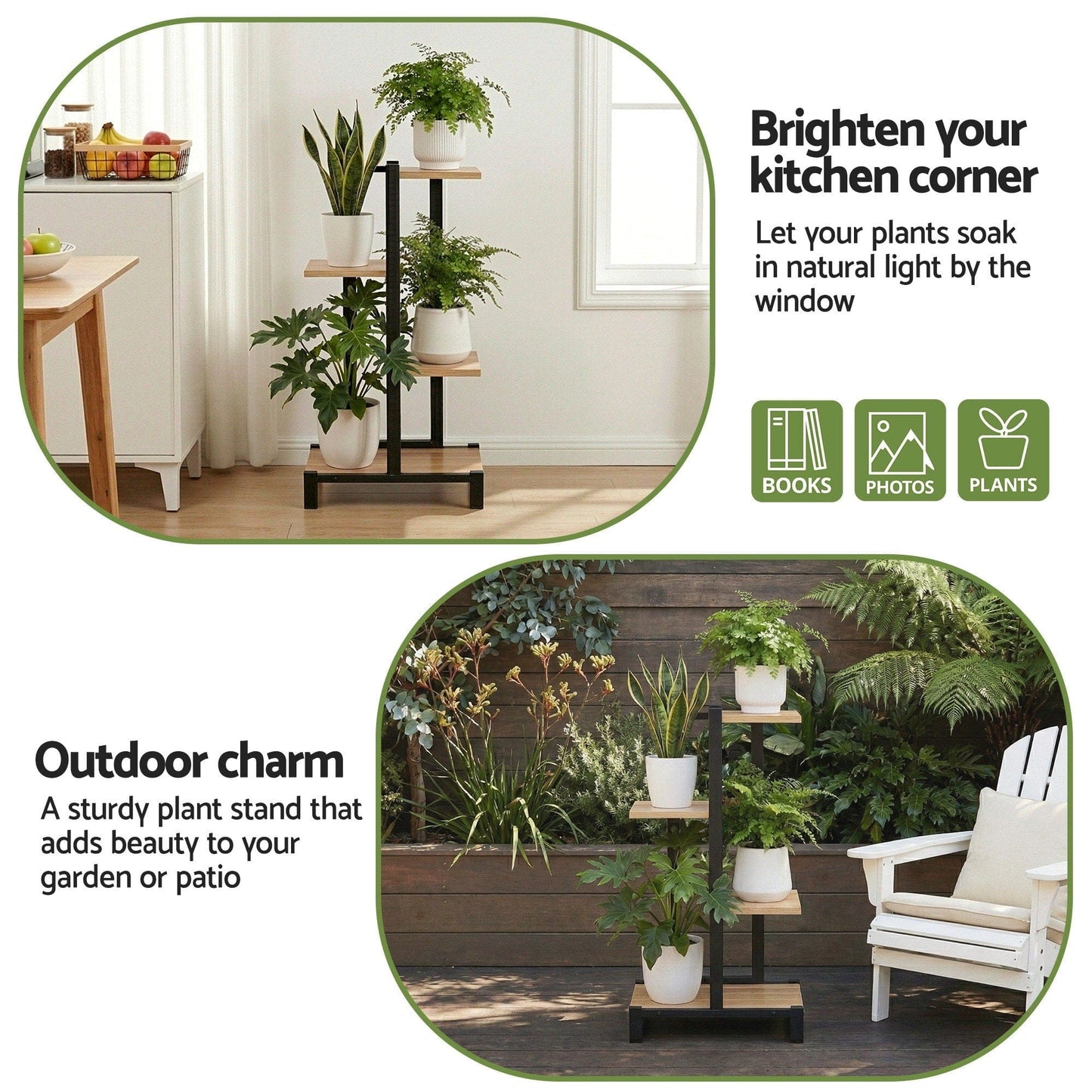Artiss Home & Garden > Artificial Plants > Pots, Planters & Accessories Artiss 4 Tiers Plant Stand Metal Flower Pots Shelf Indoor Outdoor Garden Home