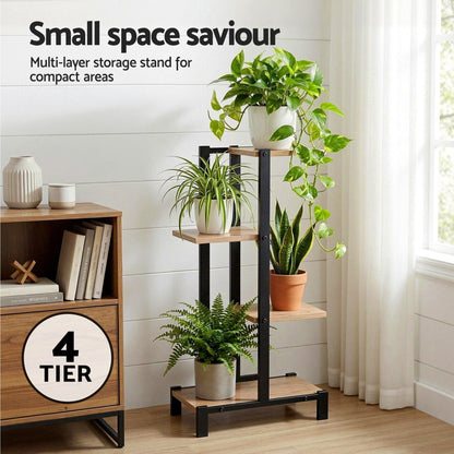 Artiss Home & Garden > Artificial Plants > Pots, Planters & Accessories Artiss 4 Tiers Plant Stand Metal Flower Pots Shelf Indoor Outdoor Garden Home