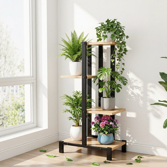 Artiss Home & Garden > Artificial Plants > Pots, Planters & Accessories Artiss 4 Tiers Plant Stand Metal Flower Pots Shelf Indoor Outdoor Garden Home
