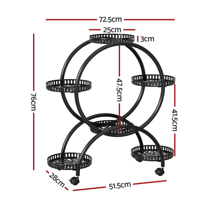 Artiss Home & Garden > Artificial Plants > Pots, Planters & Accessories Artiss Plant Stand 6 Tier Metal Flower Pot Rack Wheels