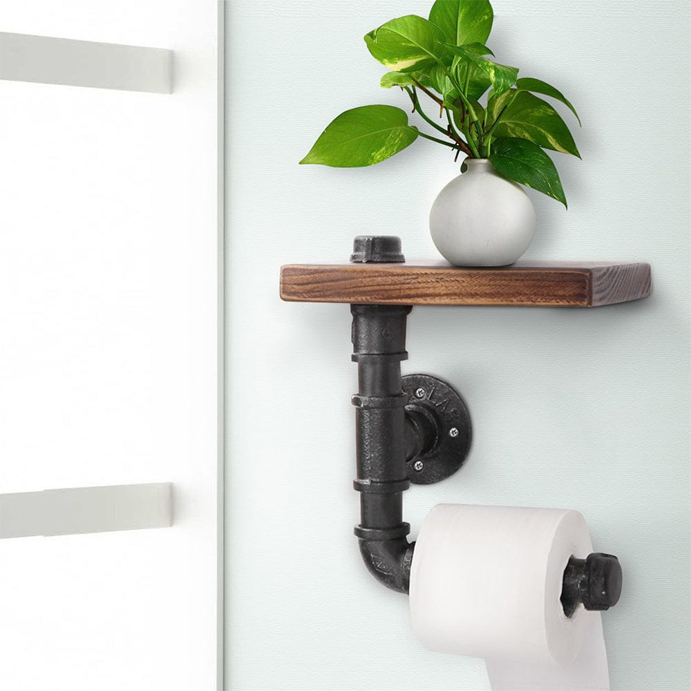 Artiss Home & Garden > Bathroom Accessories > Toilet Paper Holders Artiss Floating DIY Pipe Shelf Toilet Paper Holder