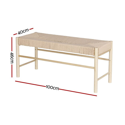 Artiss Home & Garden > Bedding > Blankets & Throws Artiss Dining Bench Paper Rope Seat Wooden Chair 100cm