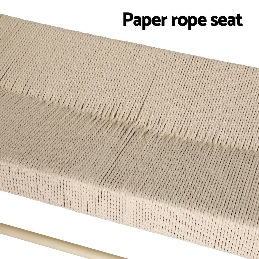 Artiss Home & Garden > Bedding > Blankets & Throws Artiss Dining Bench Paper Rope Seat Wooden Chair 100cm