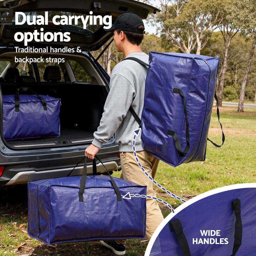 Artiss Home & Garden > Bedding > Mattress Protectors Artiss Moving Bags Heavy Duty Waterproof Backpack Straps Large Storage Totes 5 Pack Blue