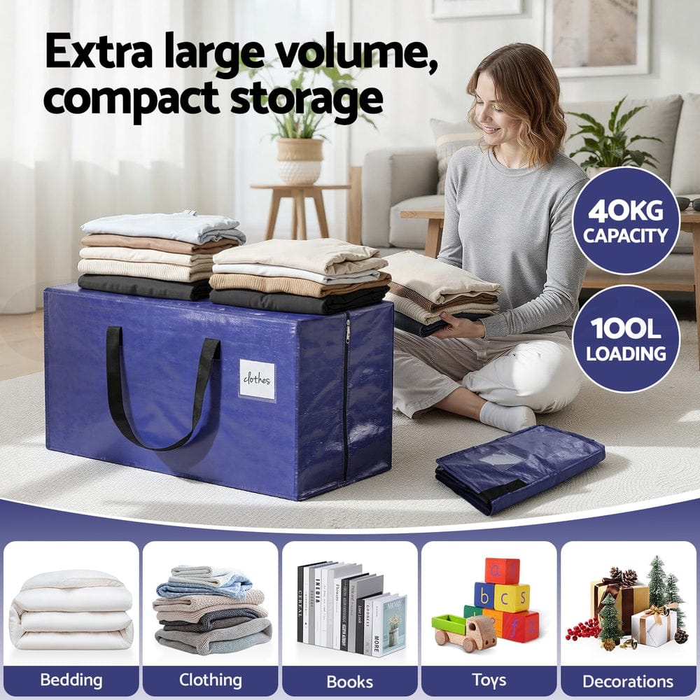 Artiss Home & Garden > Bedding > Mattress Protectors Artiss Moving Bags Heavy Duty Waterproof Backpack Straps Large Storage Totes 5 Pack Blue