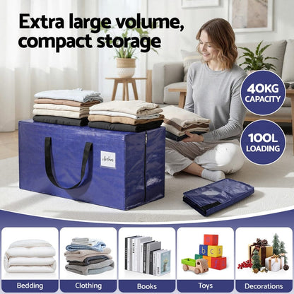 Artiss Home & Garden > Bedding > Mattress Protectors Artiss Moving Bags Heavy Duty Waterproof Backpack Straps Large Storage Totes 5 Pack Blue
