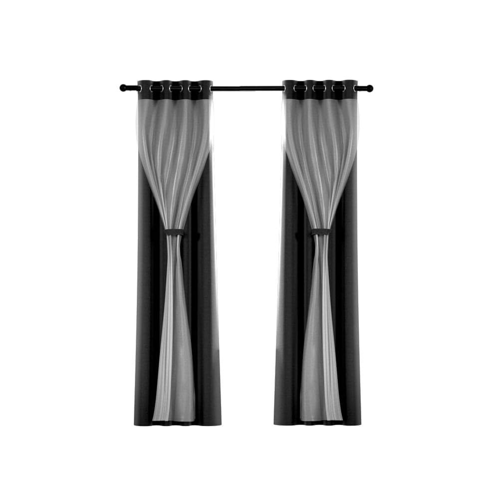 Artiss Home & Garden > Curtains > Curtains & Drapes Artiss 2X 132x160cm Blockout Sheer Curtains Black