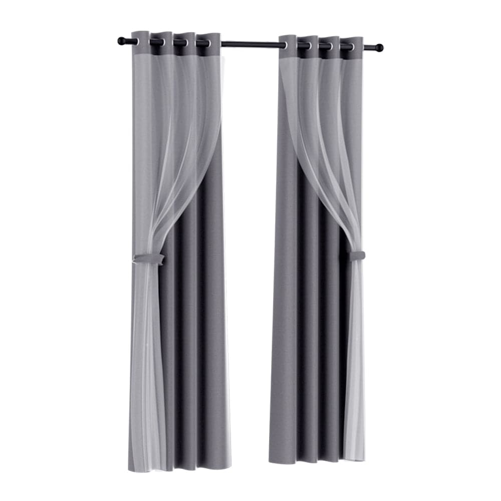 Artiss Home & Garden > Curtains > Curtains & Drapes Artiss 2X 132x160cm Blockout Sheer Curtains Charcoal