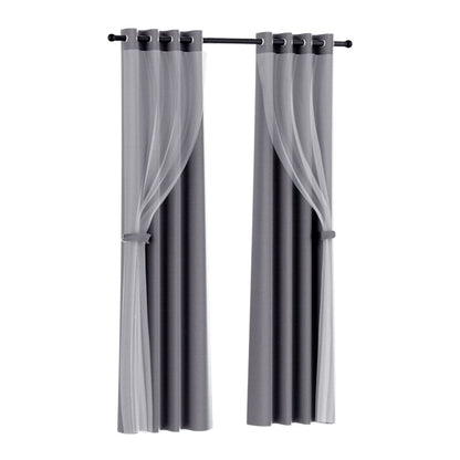Artiss Home & Garden > Curtains > Curtains & Drapes Artiss 2X 132x160cm Blockout Sheer Curtains Charcoal