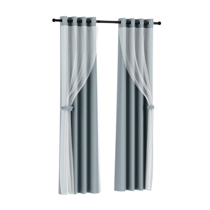 Artiss Home & Garden > Curtains > Curtains & Drapes Artiss 2X 132x160cm Blockout Sheer Curtains Light Grey