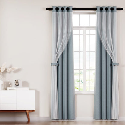 Artiss Home & Garden > Curtains > Curtains & Drapes Artiss 2X 132x160cm Blockout Sheer Curtains Light Grey