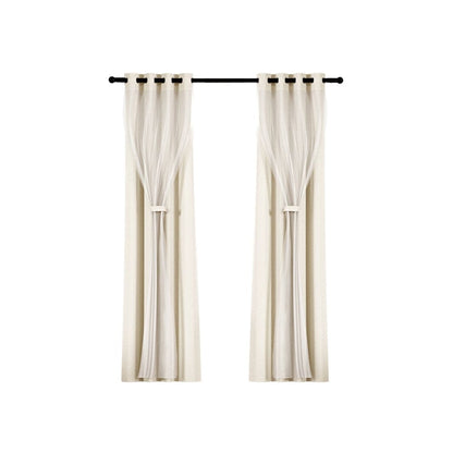 Artiss Home & Garden > Curtains > Curtains & Drapes Artiss 2X 132x213cm Blockout Sheer Curtains Beige