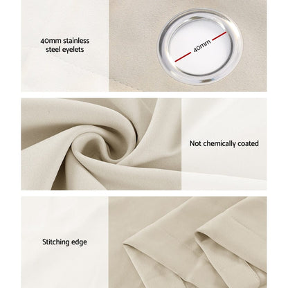 Artiss Home & Garden > Curtains > Curtains & Drapes Artiss 2X 132x213cm Blockout Sheer Curtains Beige