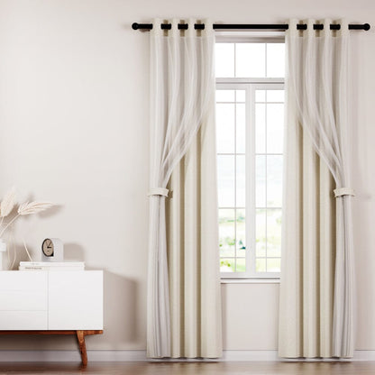 Artiss Home & Garden > Curtains > Curtains & Drapes Artiss 2X 132x213cm Blockout Sheer Curtains Beige