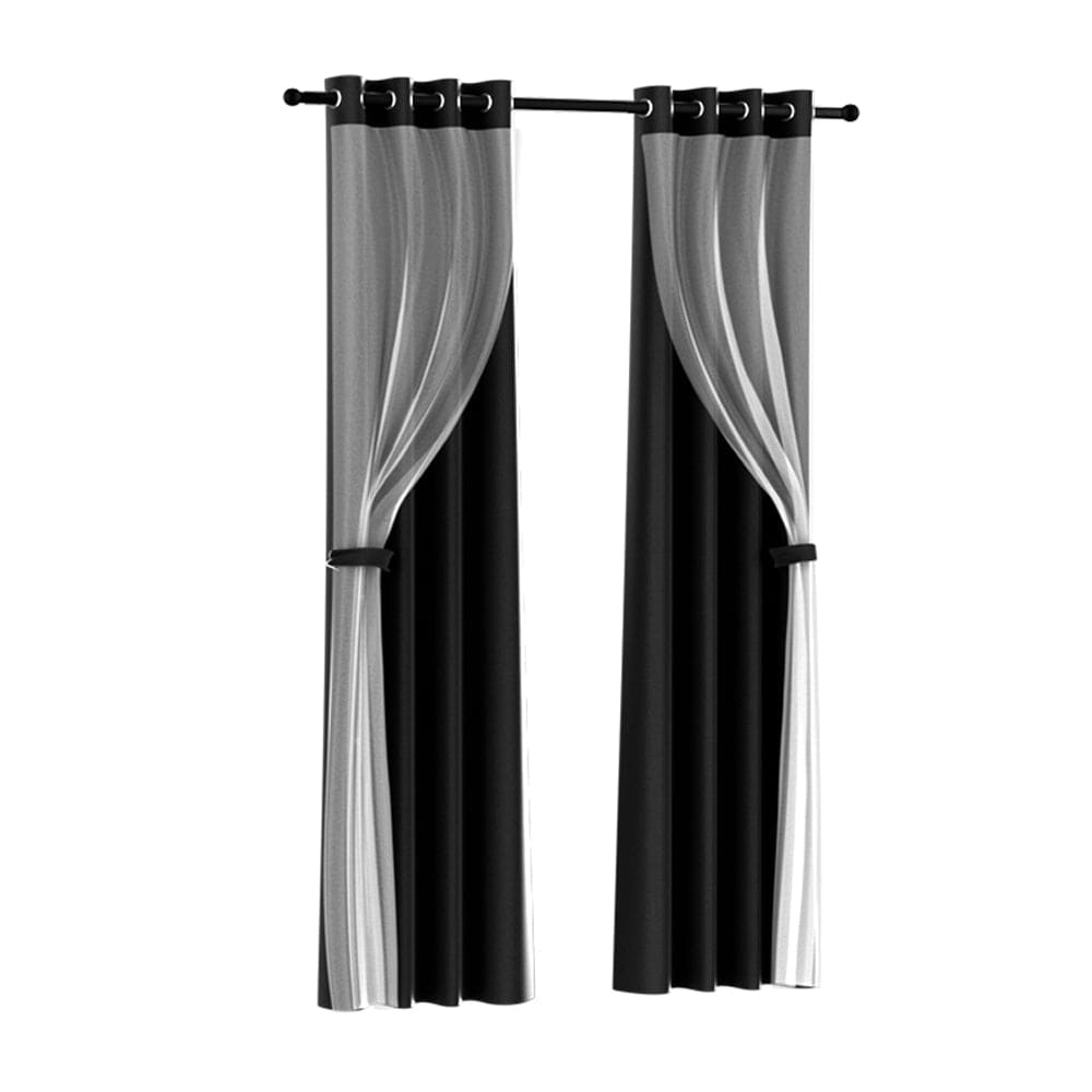 Artiss Home & Garden > Curtains > Curtains & Drapes Artiss 2X 132x213cm Blockout Sheer Curtains Black