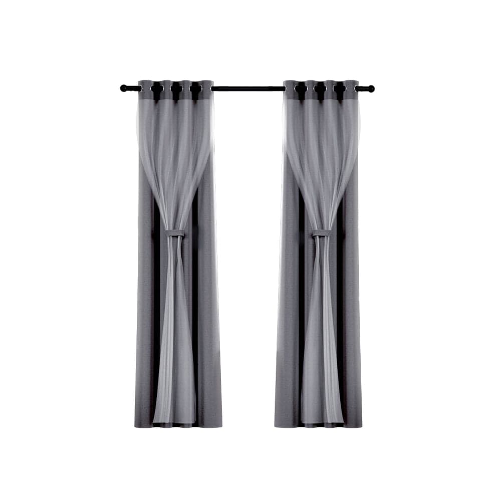 Artiss Home & Garden > Curtains > Curtains & Drapes Artiss 2X 132x213cm Blockout Sheer Curtains Charcoal