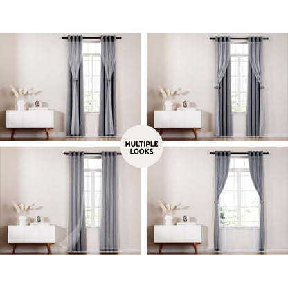 Artiss Home & Garden > Curtains > Curtains & Drapes Artiss 2X 132x213cm Blockout Sheer Curtains Charcoal