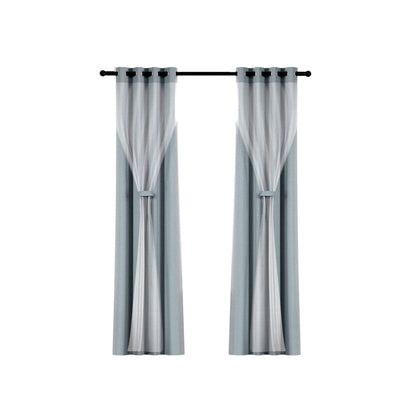 Artiss Home & Garden > Curtains > Curtains & Drapes Artiss 2X 132x213cm Blockout Sheer Curtains Light Grey