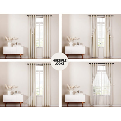 Artiss Home & Garden > Curtains > Curtains & Drapes Artiss 2X 132x242cm Blockout Sheer Curtains Beige
