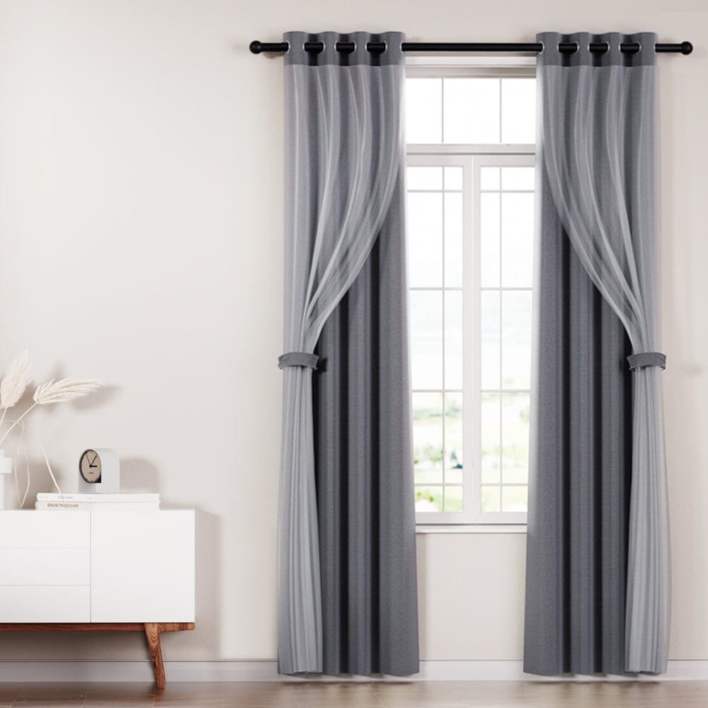 Artiss Home & Garden > Curtains > Curtains & Drapes Artiss 2X 132x242cm Blockout Sheer Curtains Charcoal