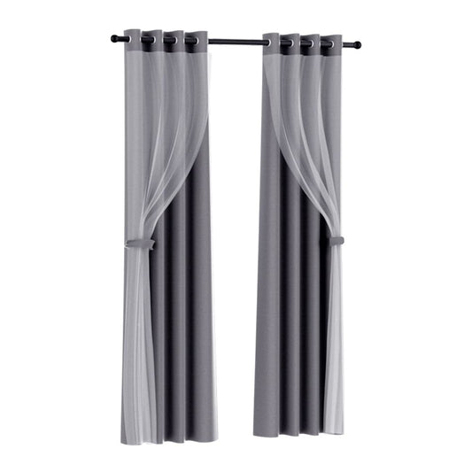 Artiss Home & Garden > Curtains > Curtains & Drapes Artiss 2X 132x242cm Blockout Sheer Curtains Charcoal
