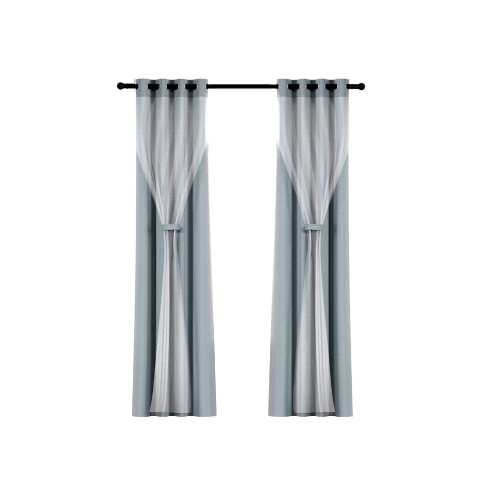 Artiss Home & Garden > Curtains > Curtains & Drapes Artiss 2X 132x242cm Blockout Sheer Curtains Light Grey