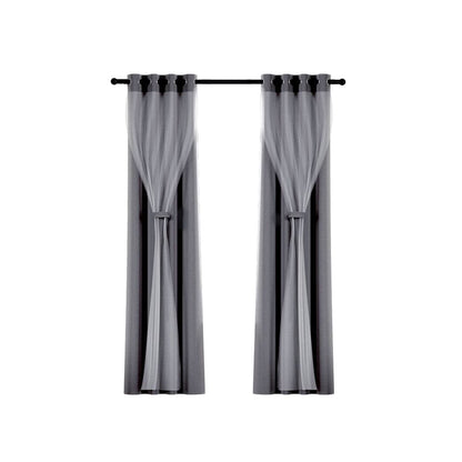 Artiss Home & Garden > Curtains > Curtains & Drapes Artiss 2X 132x274cm Blockout Sheer Curtains Charcoal