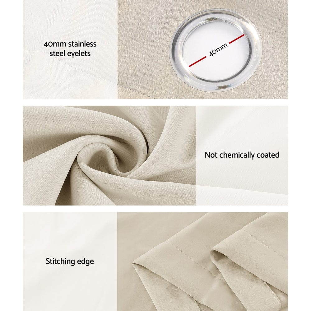 Artiss Home & Garden > Curtains > Curtains & Drapes Artiss 2X 132x304cm Blockout Sheer Curtains Beige