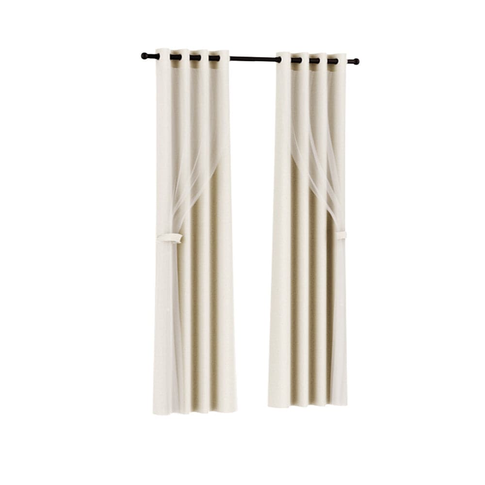 Artiss Home & Garden > Curtains > Curtains & Drapes Artiss 2X 132x304cm Blockout Sheer Curtains Beige