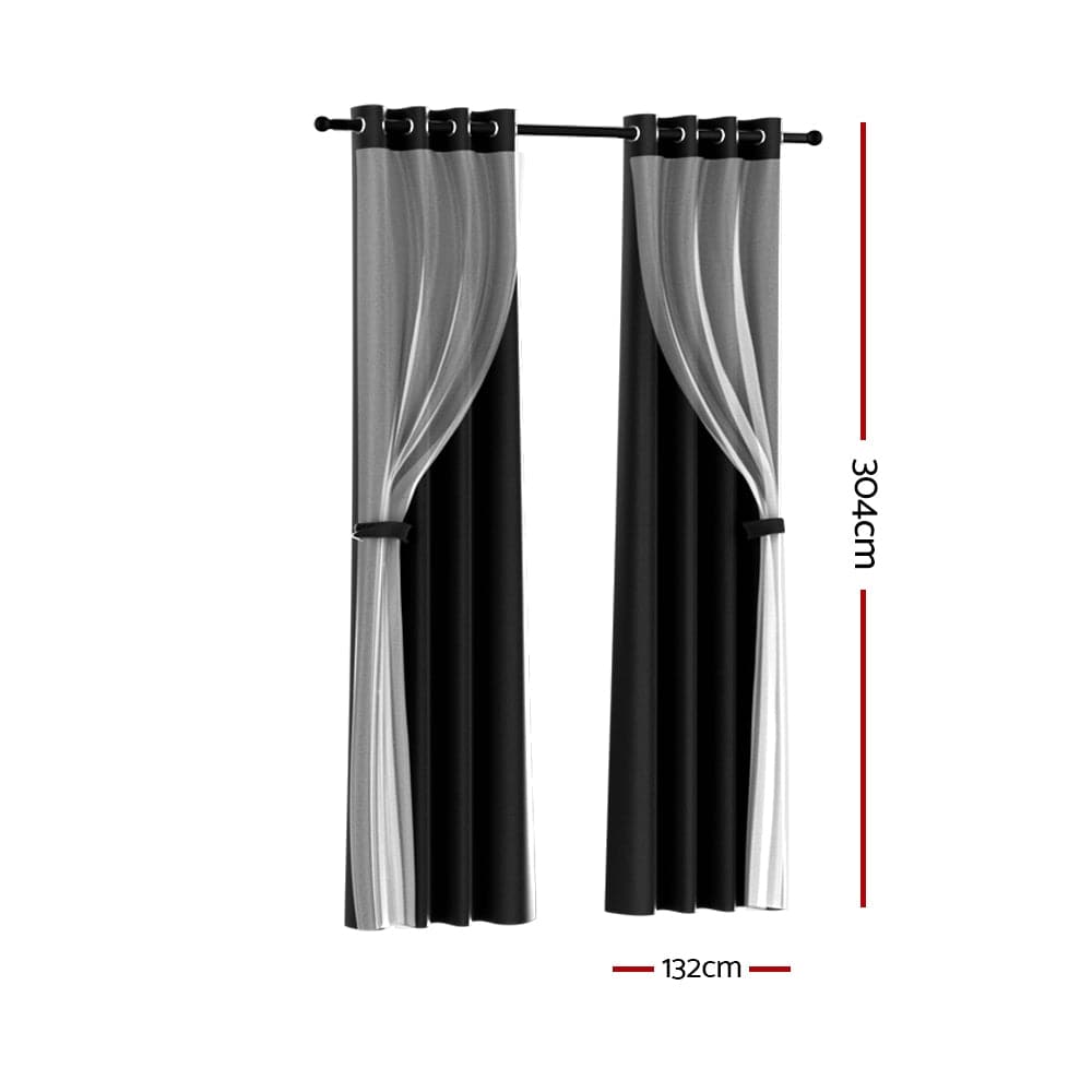 Artiss Home & Garden > Curtains > Curtains & Drapes Artiss 2X 132x304cm Blockout Sheer Curtains Black