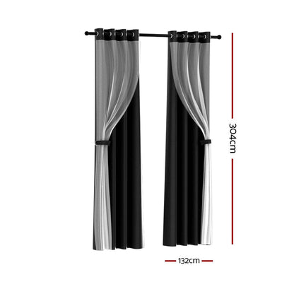Artiss Home & Garden > Curtains > Curtains & Drapes Artiss 2X 132x304cm Blockout Sheer Curtains Black